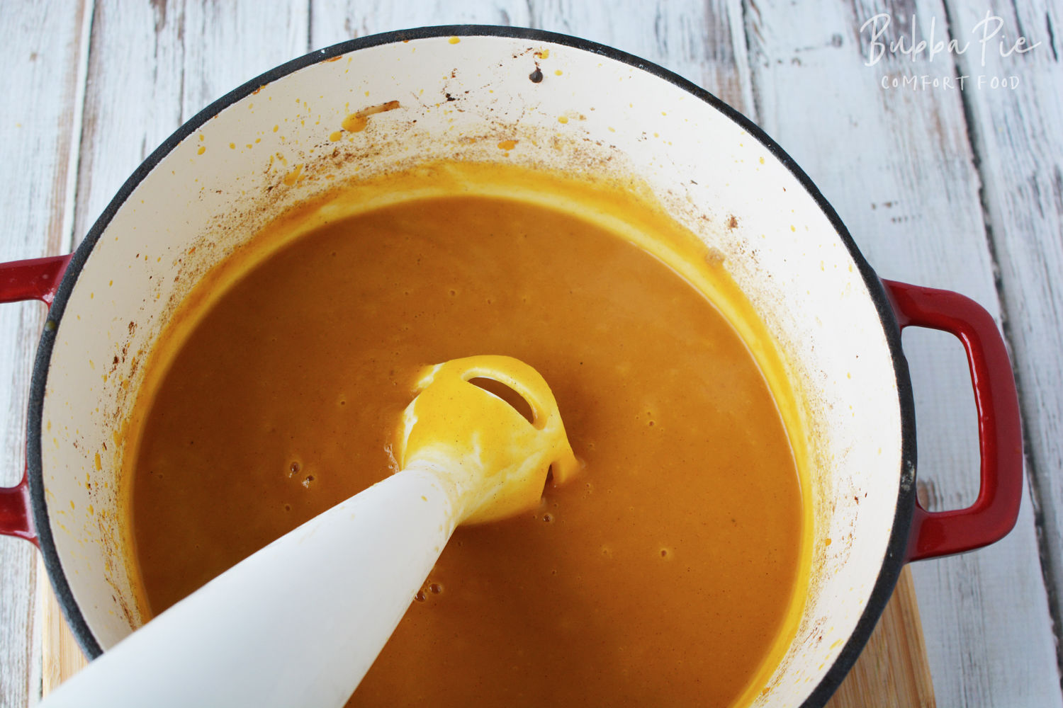 How to make butternut squash soup using an immersion blender. 