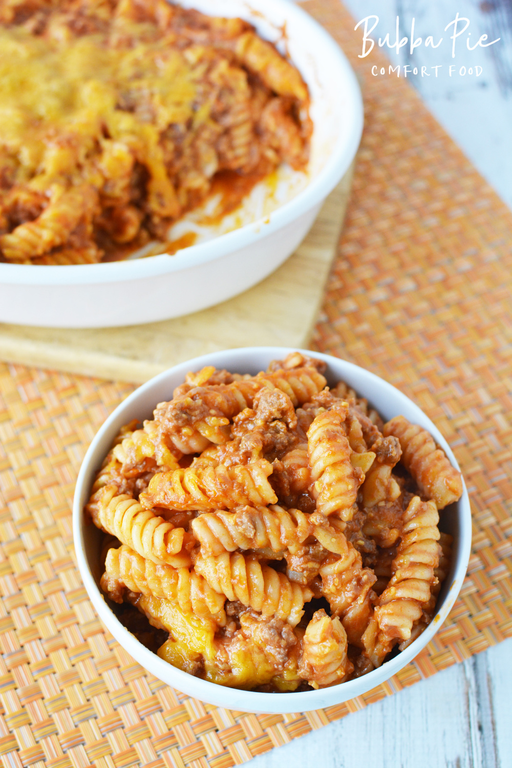 You can serve up the homemade beefaroni just like this for an easy family dinner. 