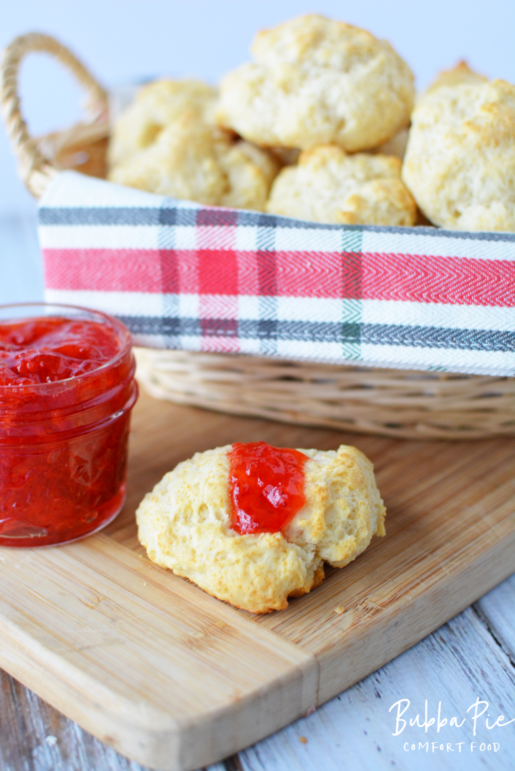 This Homemade Drop Biscuit Recipe tastes great with strawberry jam