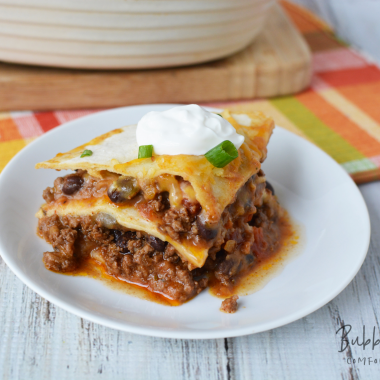 This Taco Lasagna Recipe is the perfect casserole for your family dinner.