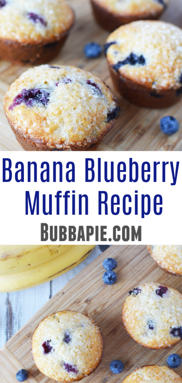 banana blueberry muffins recipe pin