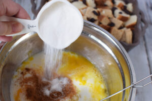 Stir in milk, sugar, vanilla and cinnamon.