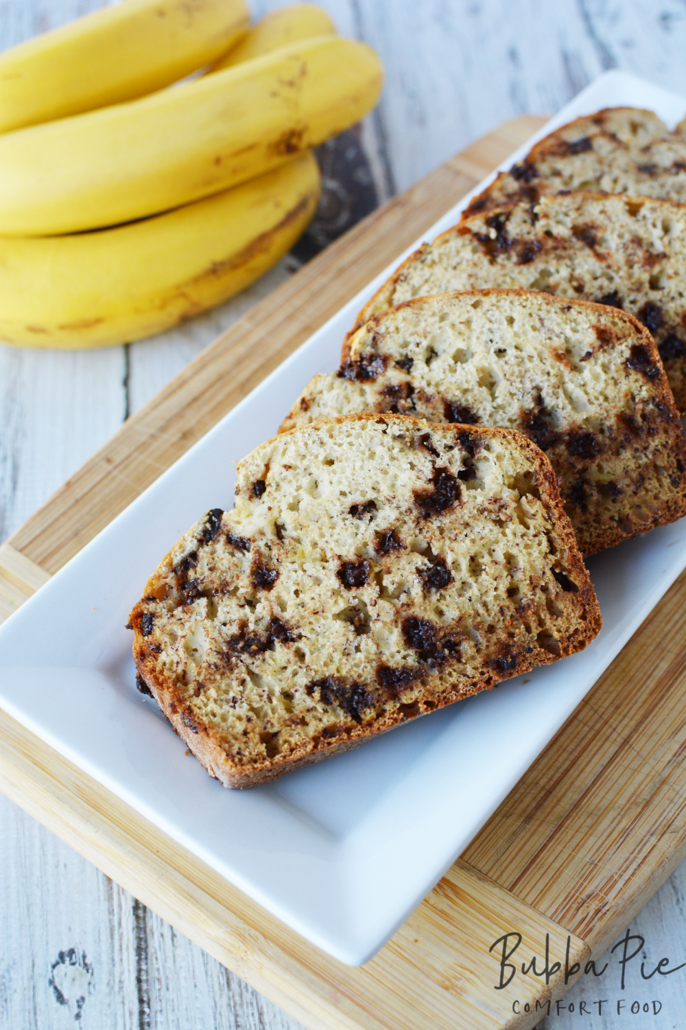 chocolate chip banana bread recipe tastes great with some melted butter on it
