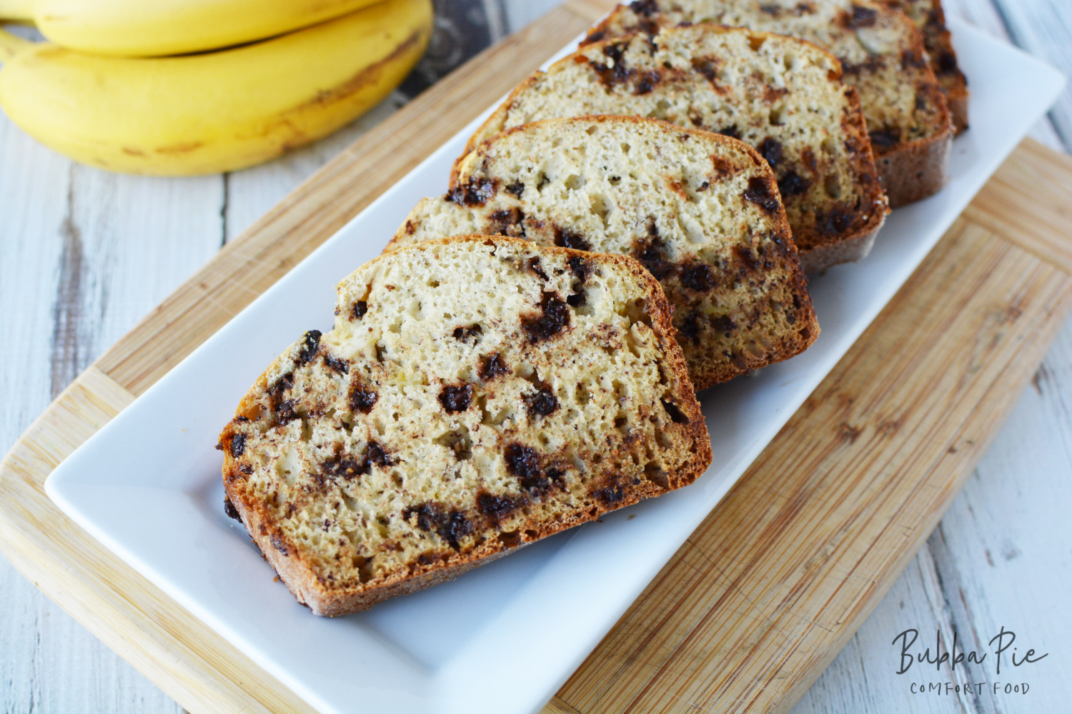 chocolate chip banana bread is moist and delicious