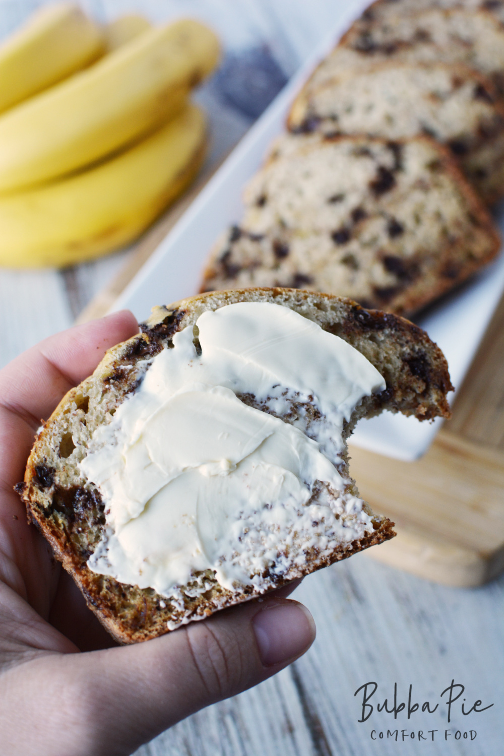 this easy chocolate chip banana bread recipe is perfect for breakfast, dessert or a midday snack.