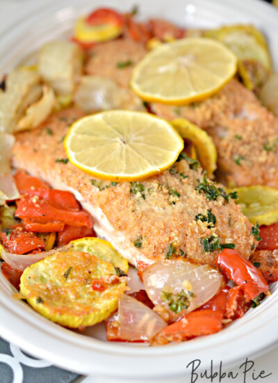 parmesan crusted salmon is a great sheet pan dinner for the whole family. And it is low carb.