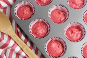 Fill up cupcake liners with batter