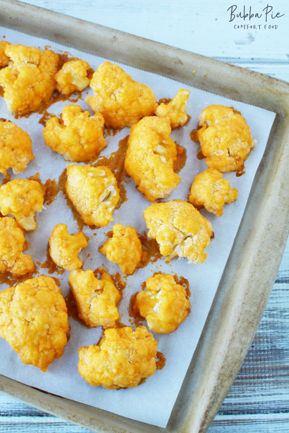 Buffalo Cauliflower Recipe are coated with buffalo sauce before you put them in the oven