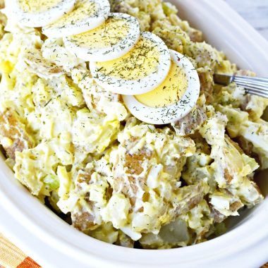 Potato Salad is made with egg and dill weed