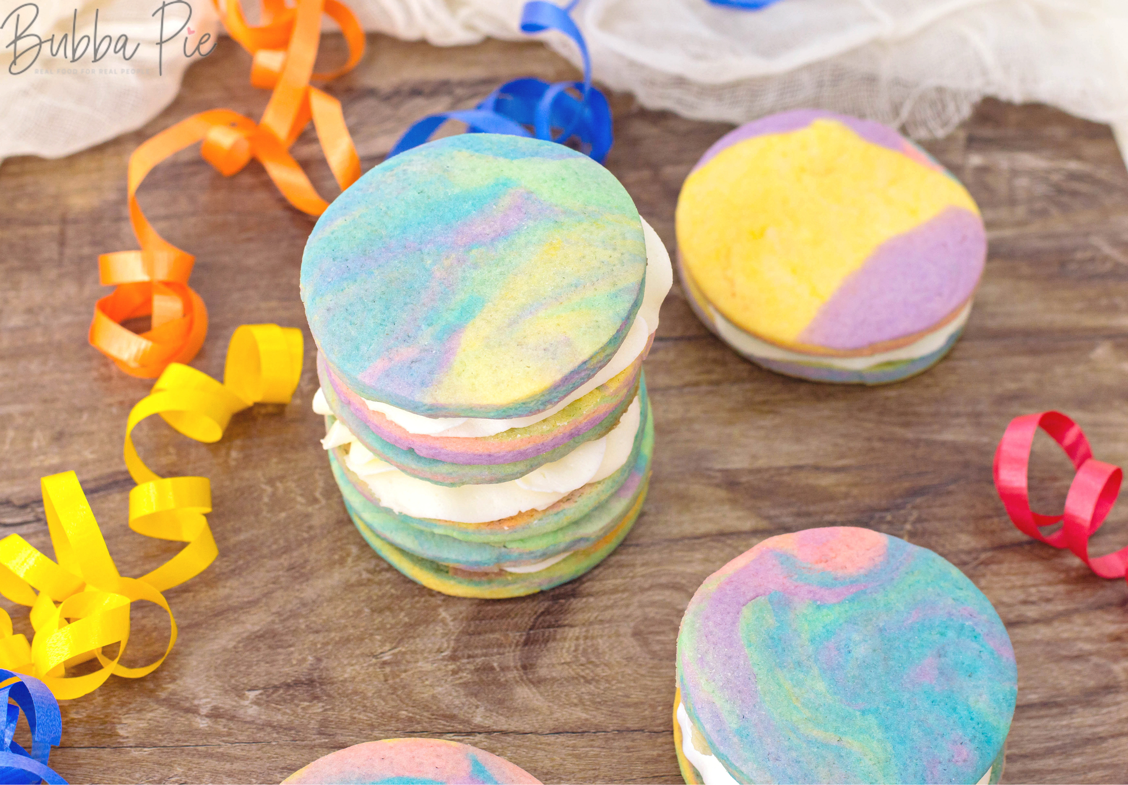 Rainbow Sugar Cookies Sandwich is a fun dessert recipe to make with your kids