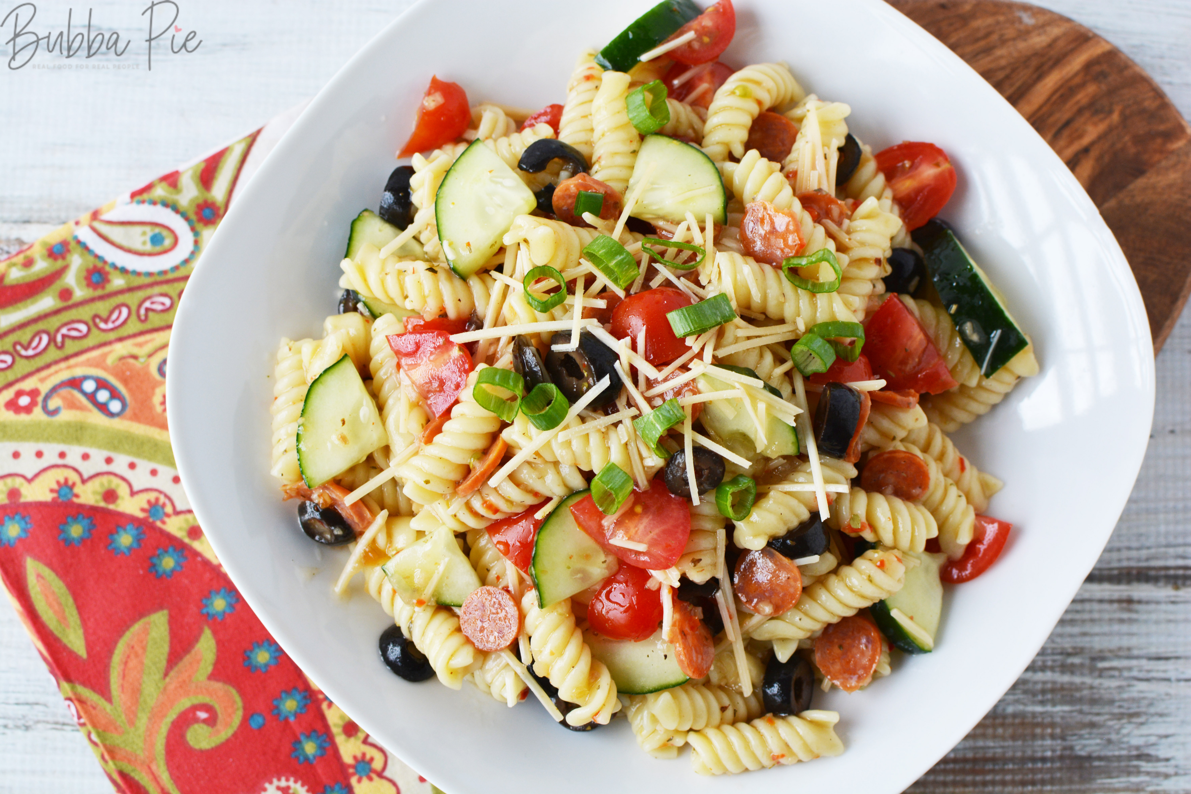 Rotini Pasta Salad is a great cold salad recipe that goes with just about any meal.