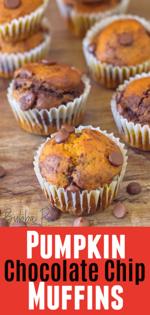 Pumpkin Chocolate Chip Muffins - BubbaPie