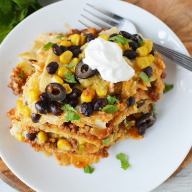 Crockpot Mexican Casserole is perfect for potlucks and pitch-ins