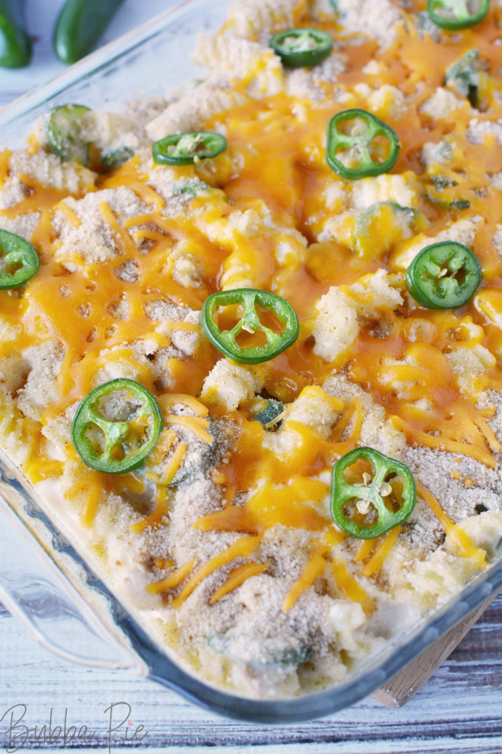 Jalapeno Popper Casserole after it is coming out of the oven