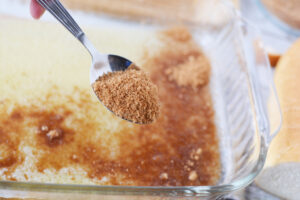 cinnamon over butter for french toast bake.