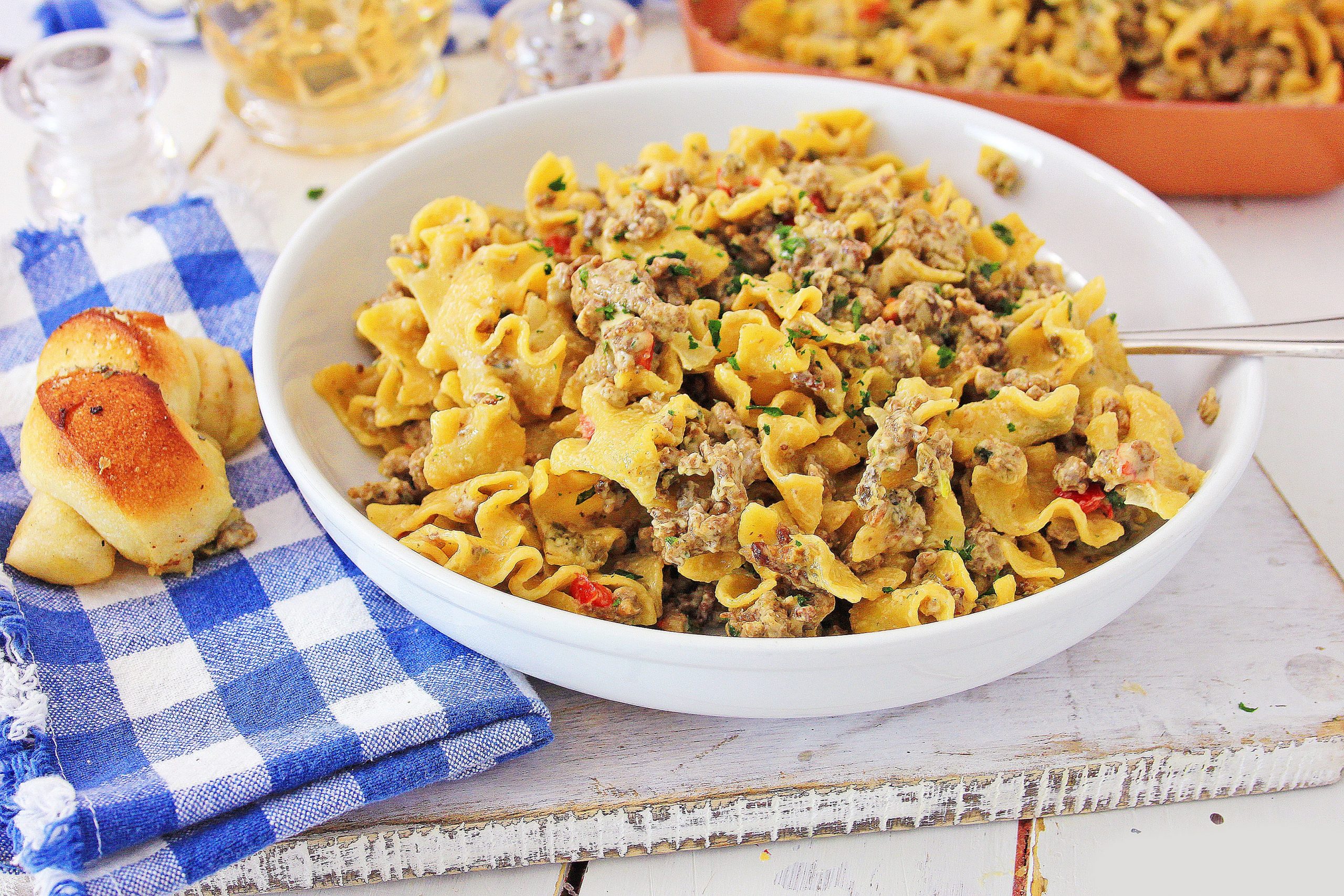 Philly Cheesesteak Pasta one skillet recipe