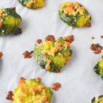 Smashed Brussels Sprouts on a baking sheet