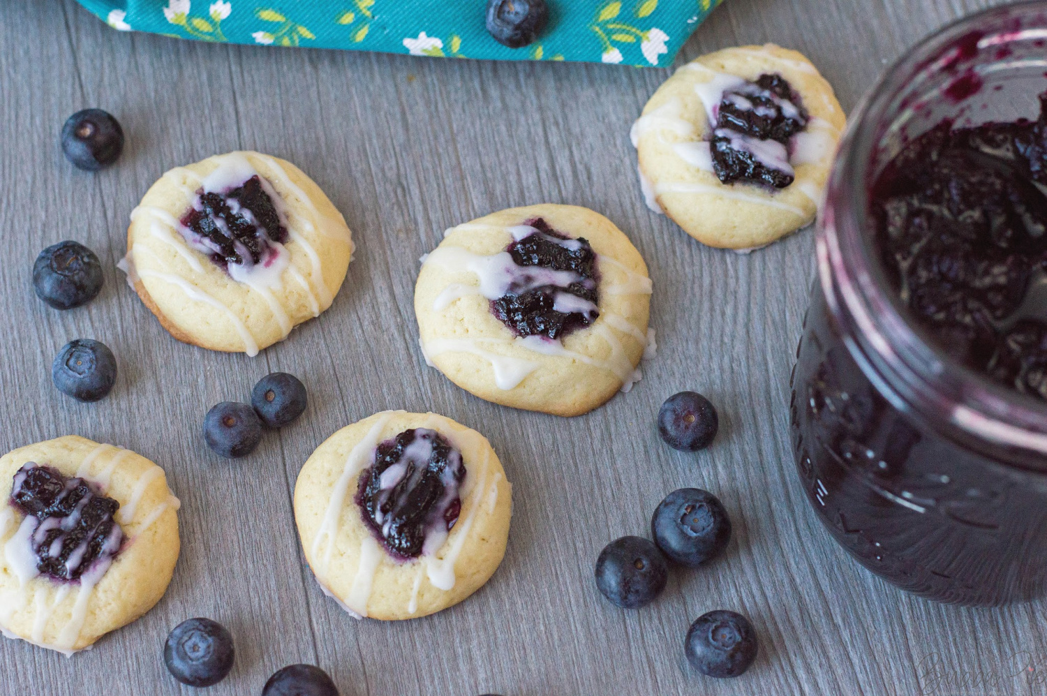Blueberry Thumbprint Cookies with frosting