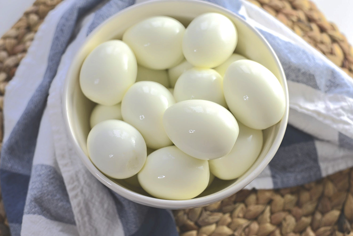 Hard Boiled Eggs sitting in a bowl 