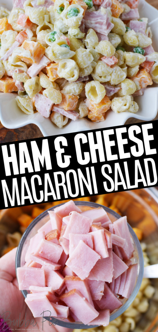 old fashioned macaroni salad with ham and cheese