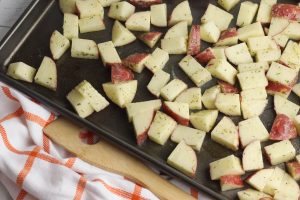 Spread the potatoes in a single layer over a large baking sheet