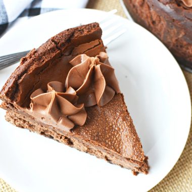 Chocolate Mousse Cheesecake with a chocolate graham cracker crust