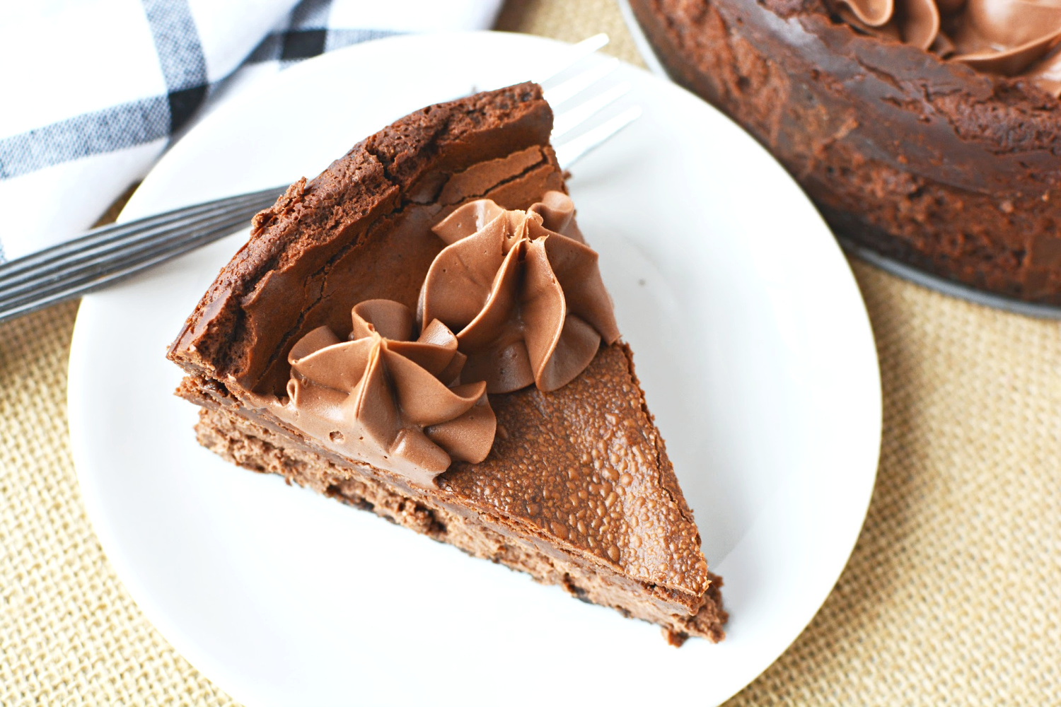 Chocolate Mousse Cheesecake with a chocolate graham cracker crust