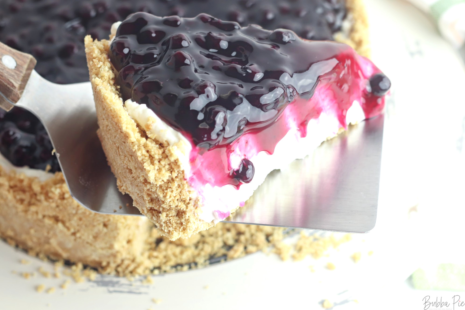 Easy Blueberry Cheesecake Recipe is made with blueberry pie filling