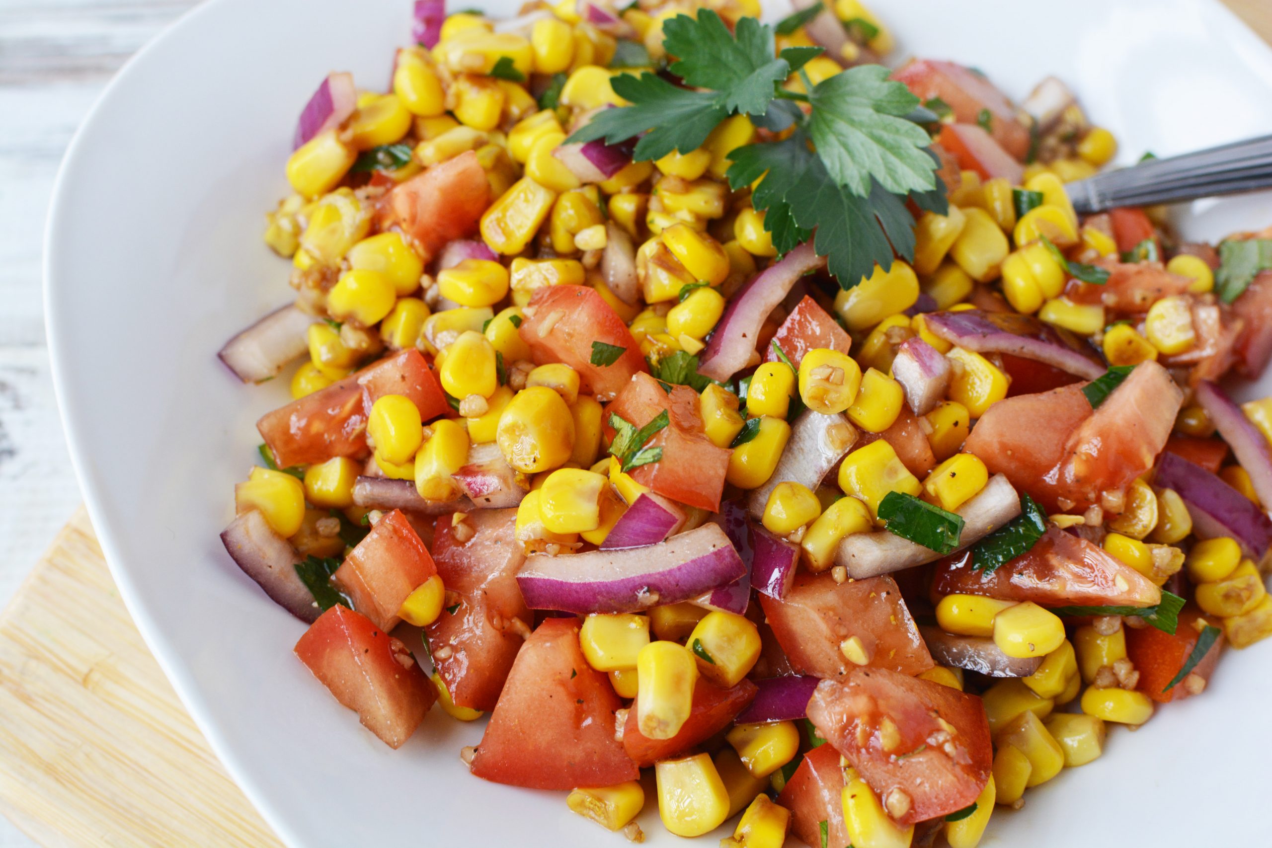 Corn and Tomato Salad makes a great summer side dish. 