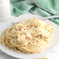 Crockpot Chicken Spaghetti is cheesy and slightly spicy.
