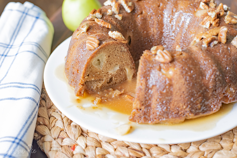 Apple and Caramel Bundt Cake Being Served For Thanksgiving.