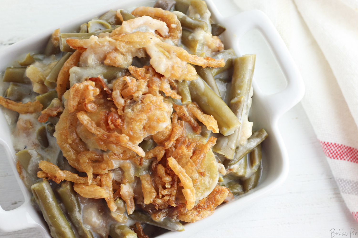 Easy Green Bean Casserole recipe in a bowl.