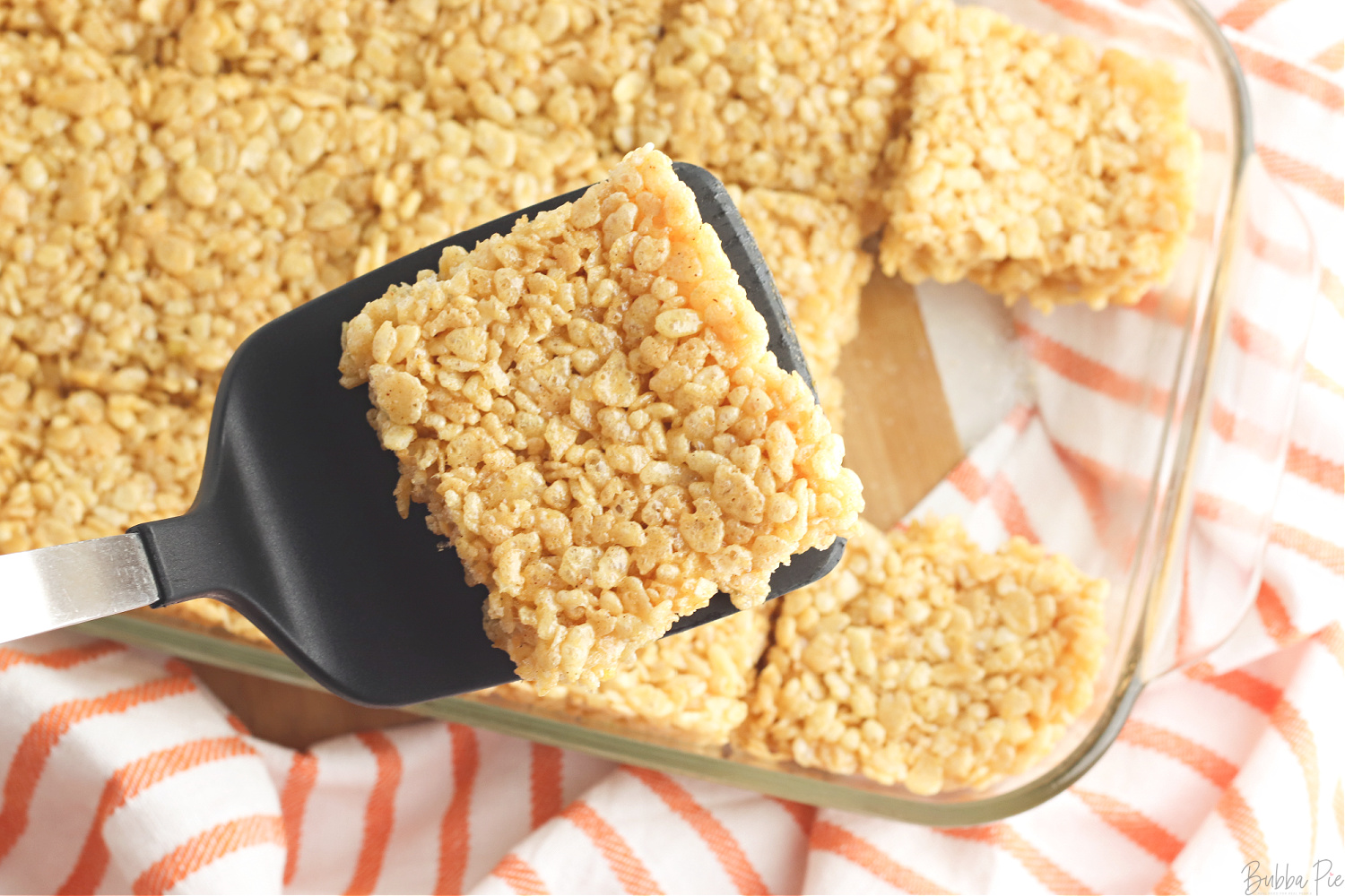 Pumpkin Rice Krispie Treats Recipe being served for halloween.