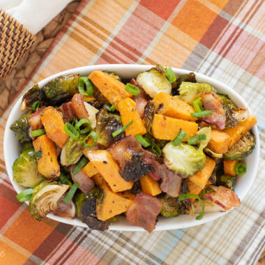 Roasted Sweet Potatoes and Brussels Sprouts