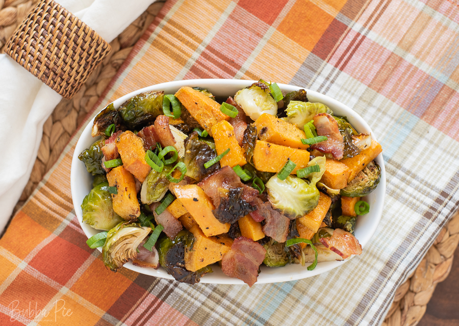 Roasted Sweet Potatoes and Brussels Sprouts