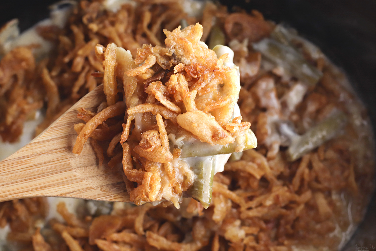 Crispy Crockpot Green Bean Casserole - Peanut Blossom