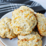 Bisquick Garlic Cheddar Biscuits being served for dinner.