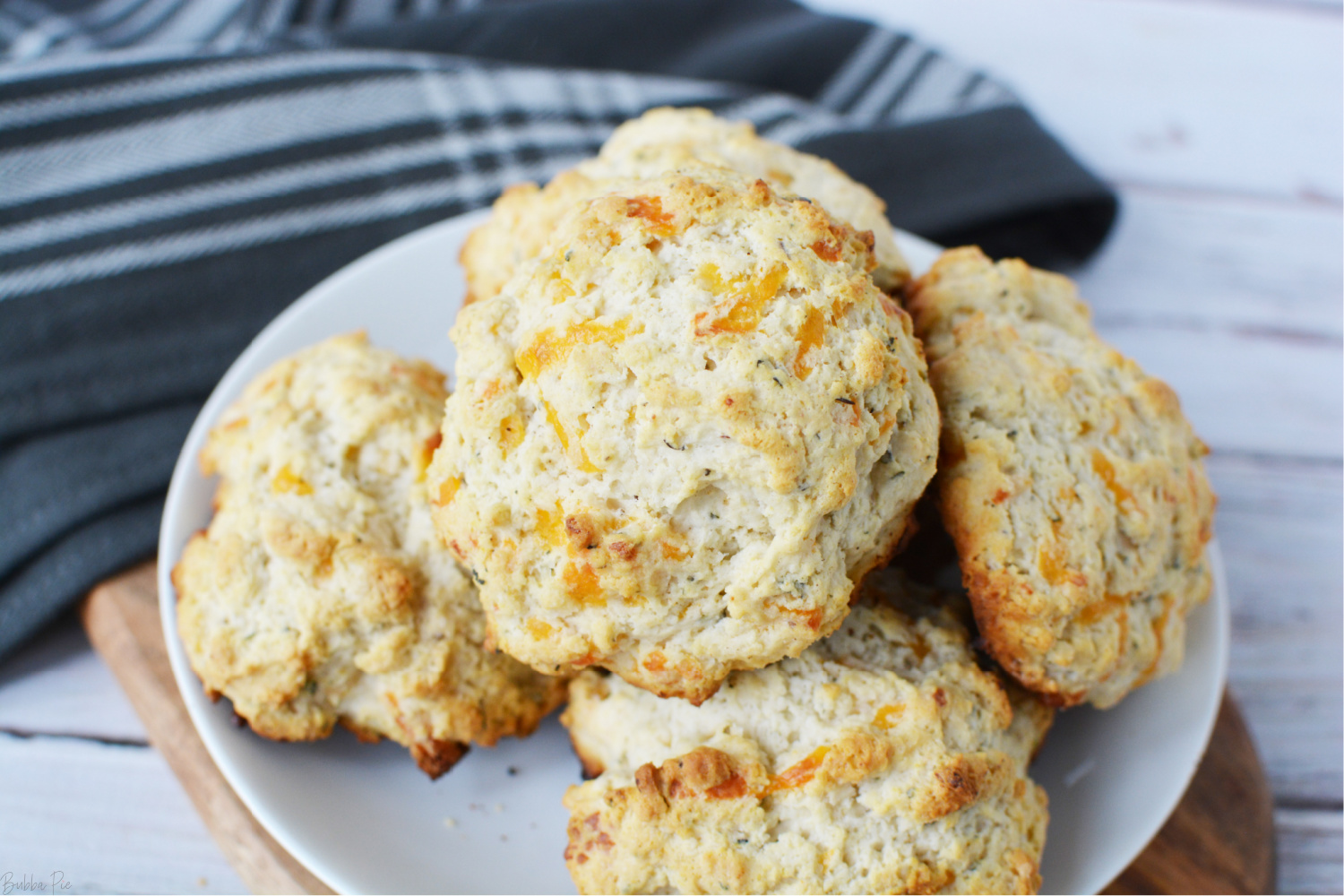 Bisquick Garlic Cheddar Biscuits being served for dinner. 