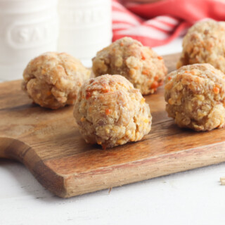 Bisquick Sausage Balls being served as an appetizer.