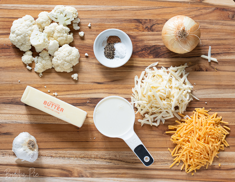 Cauliflower Au Gratin Ingredients include butter, garlic and nutmeg.