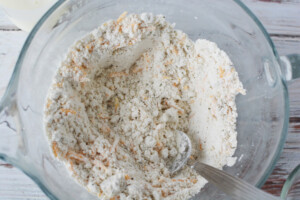 combine dry ingredients for biscuits.