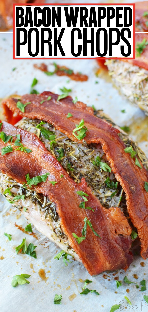 Bacon Wrapped Pork Chops Pin 1