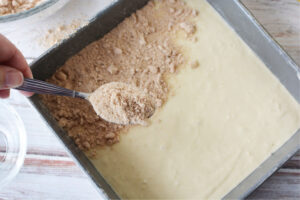 sprinkle butter mixture on top of coffee cake.