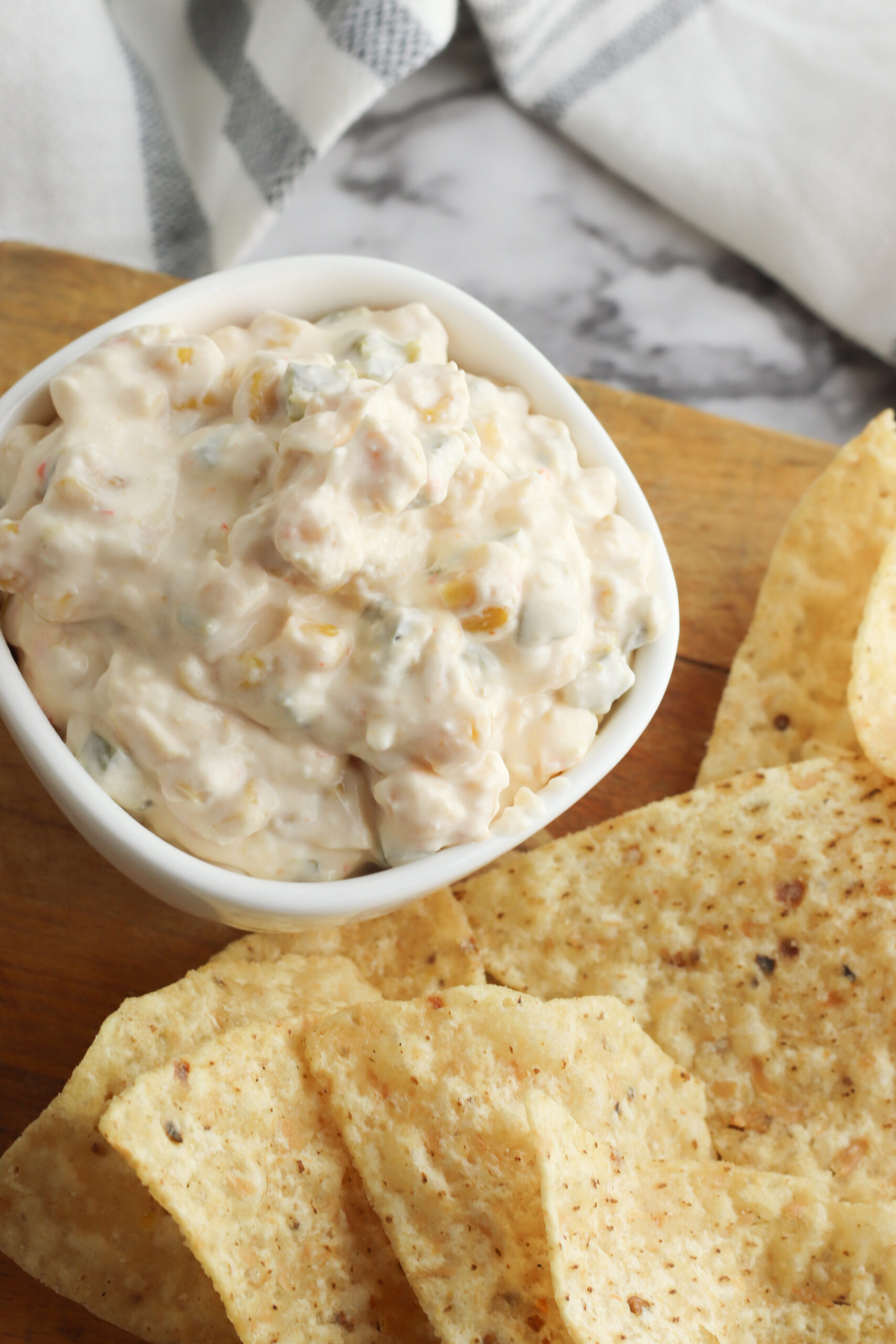 Mexican Corn Dip being served at a party. 