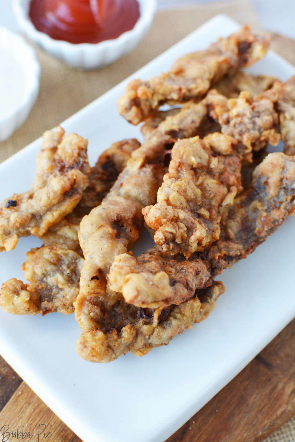 Finger Steaks are sirloin steaks breaded and fried with dipping sauce.