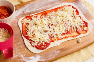 add mozzarella to pepperoni pinwheels