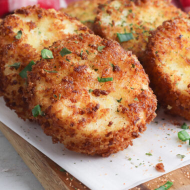 Cheesy Fried Grit Cakes are a classic southern dish.