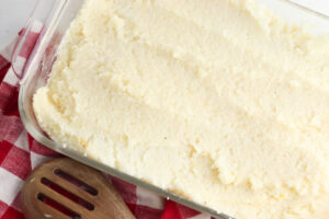 spread chilled grit cake mixture into pan.