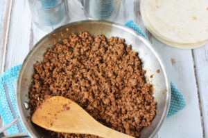 Brown Ground Beef in a skillet