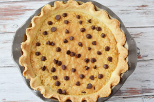 Chocolate Chip Pie after being baked.